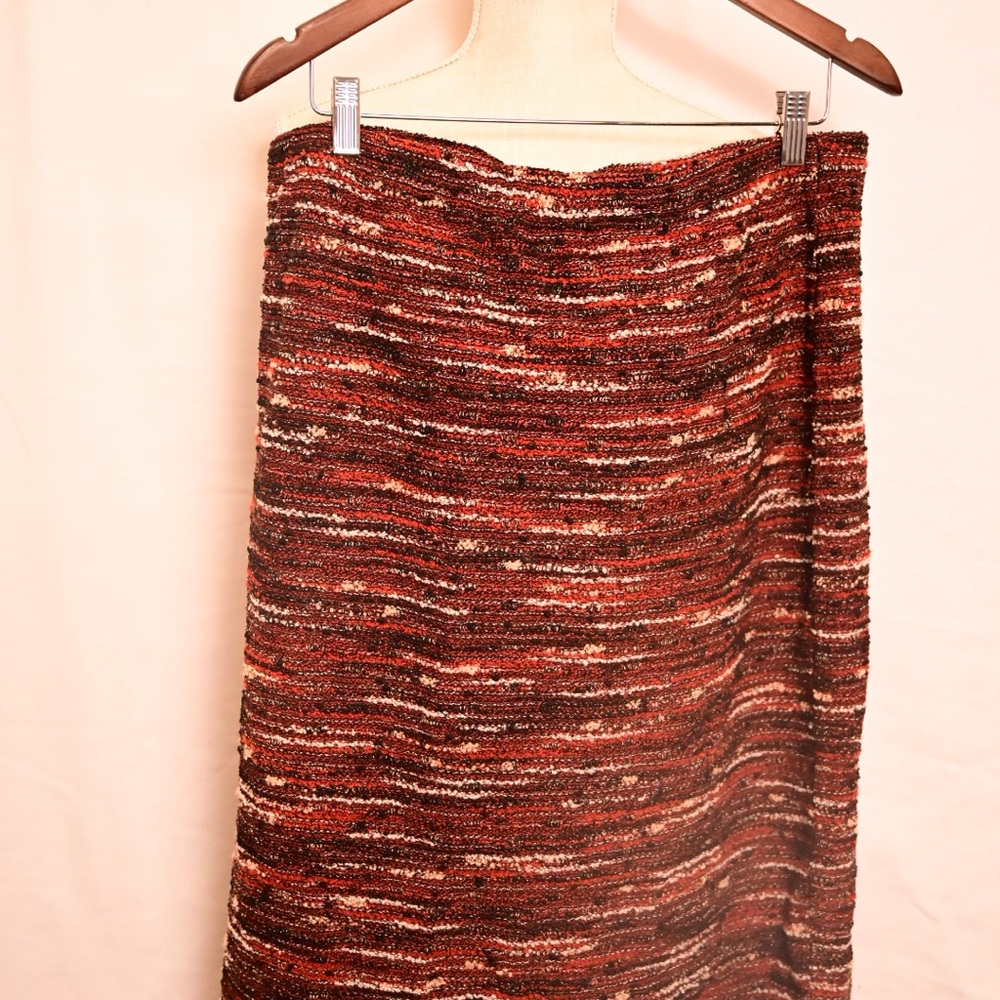 St John Burgundy Multicolor Tweed Pencil Skirt